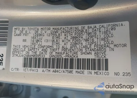 2010 Toyota Tacoma Prerunner V6 from USA, damaged, VIN 3TMJU4GN0AM099533